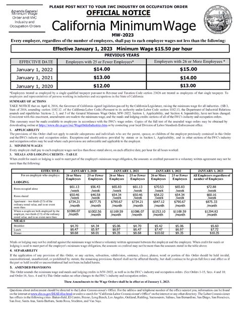 california wage order number 1.